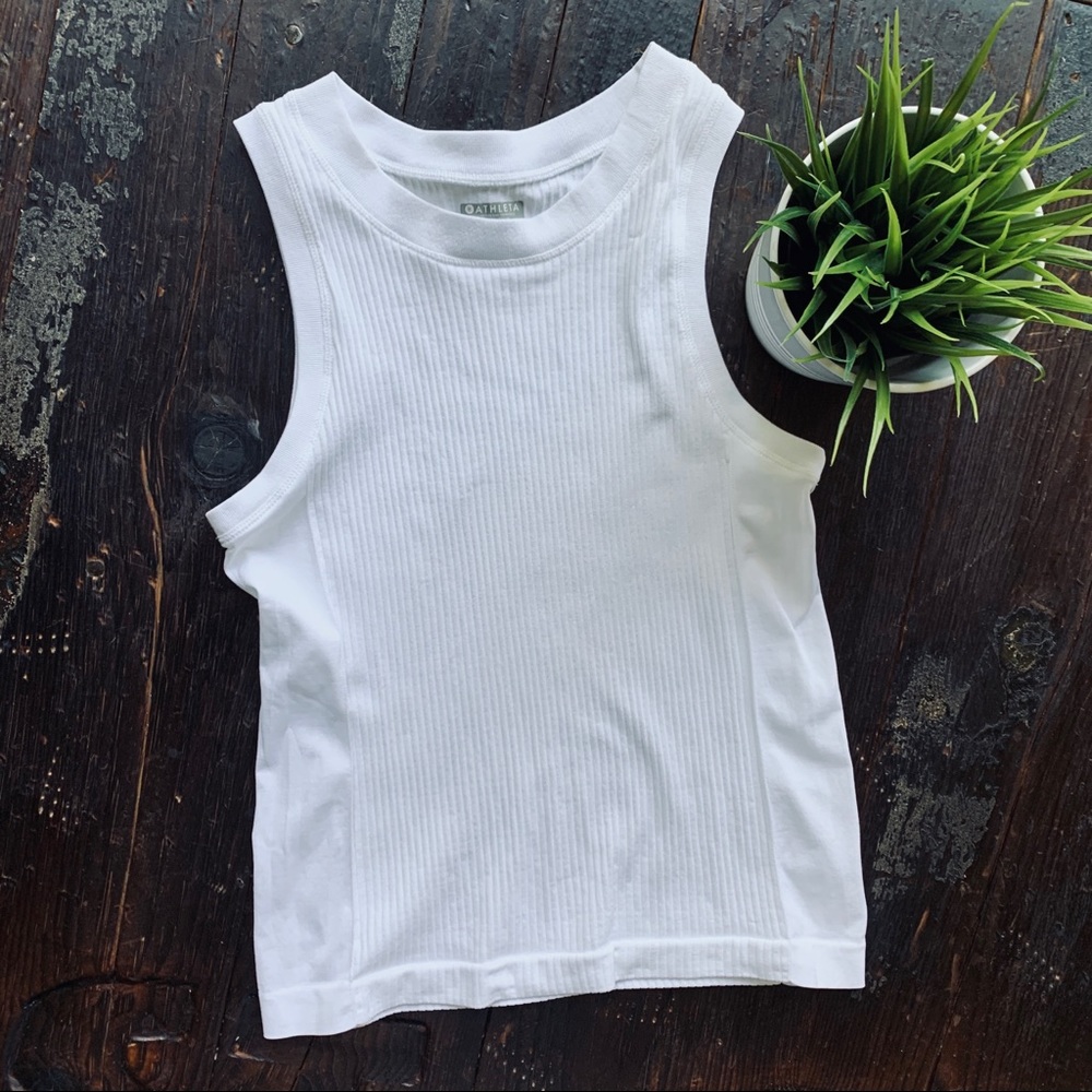 ATHLETA White Ribbed Tank Top XSMALL EUC - Picture 2 of 4